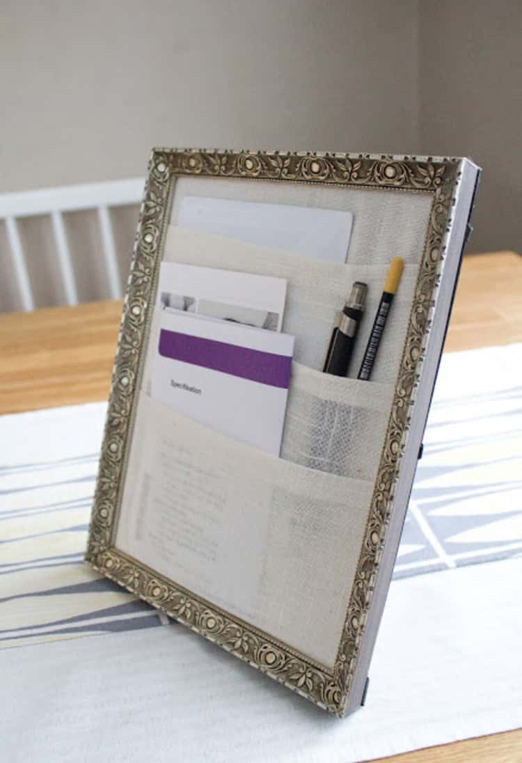 Desk organizer for your working space from a picture frame