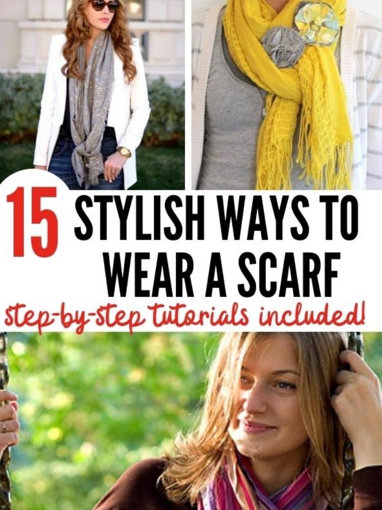 a collage of ways to wear a scarf