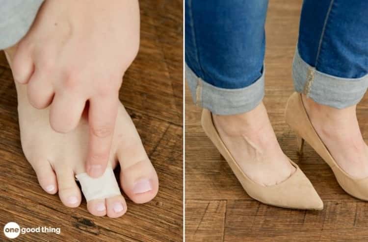 Tape your two toes when wearing sharp pointed heels