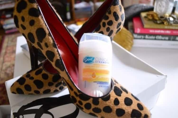 apply deodorant on pressing parts of new shoes to prevent blisters