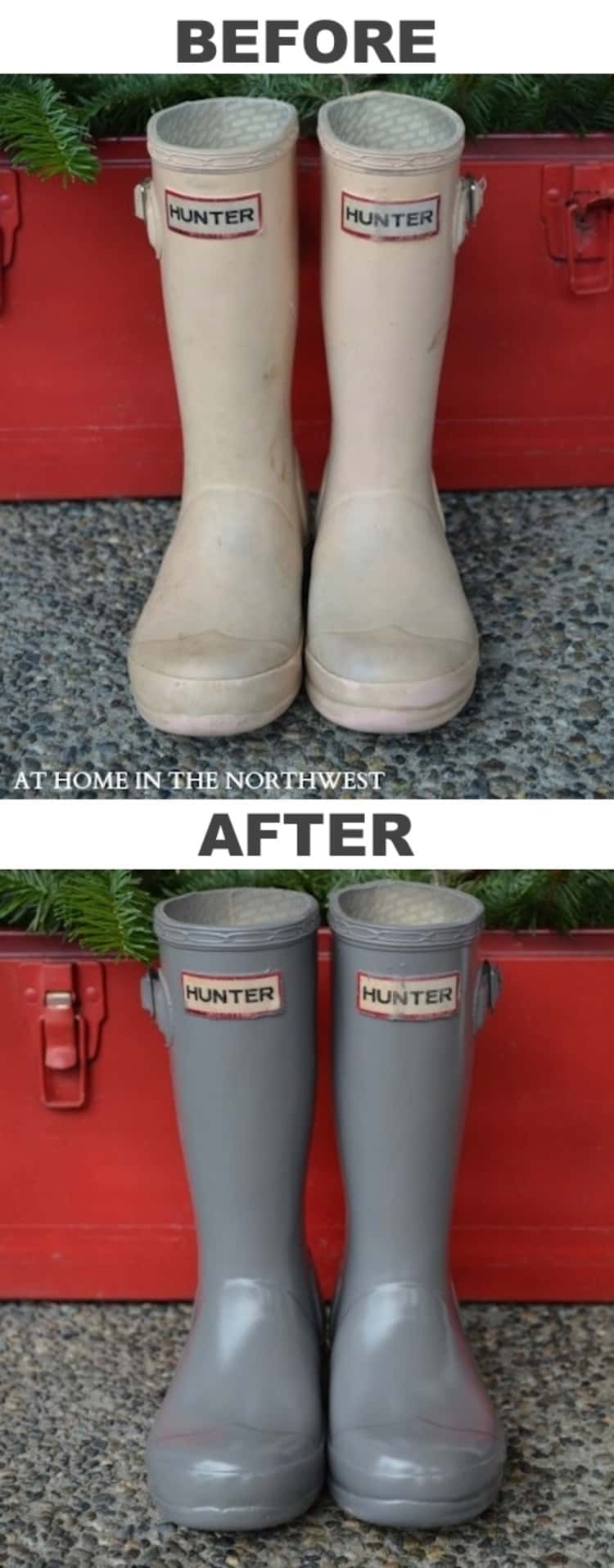 spray painting boots