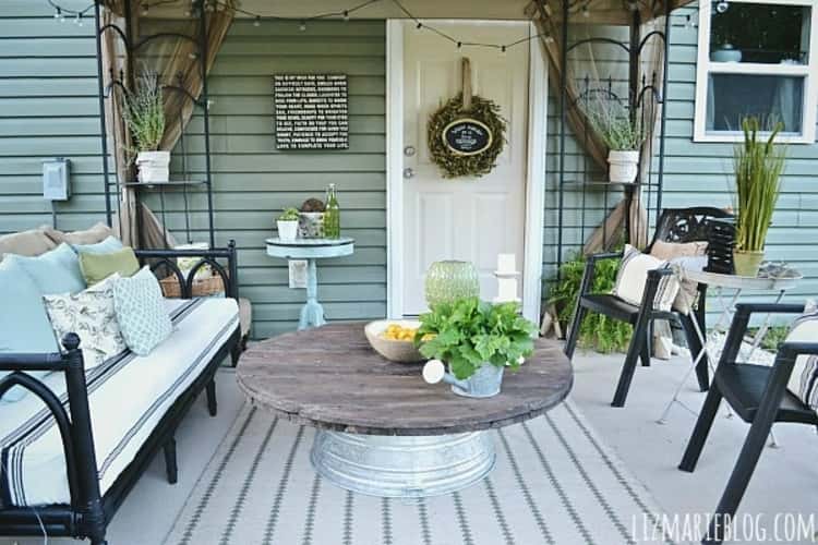 wooden spool metal-tub-coffee-table