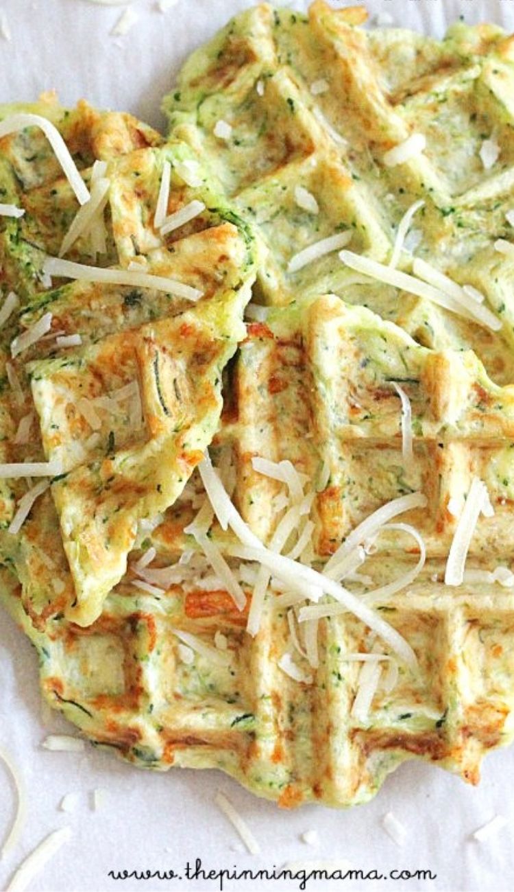 a pile of parmesan zucchini waffles