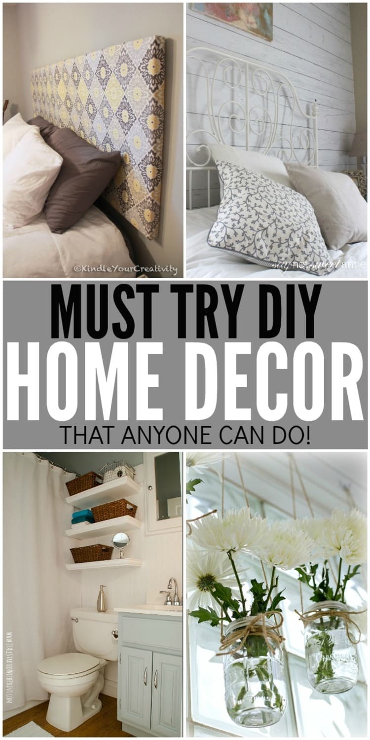 must try diy home decor that anyone can do collage diy headboard, sailwall, bathroom organization, mason jars with white flowers on windows