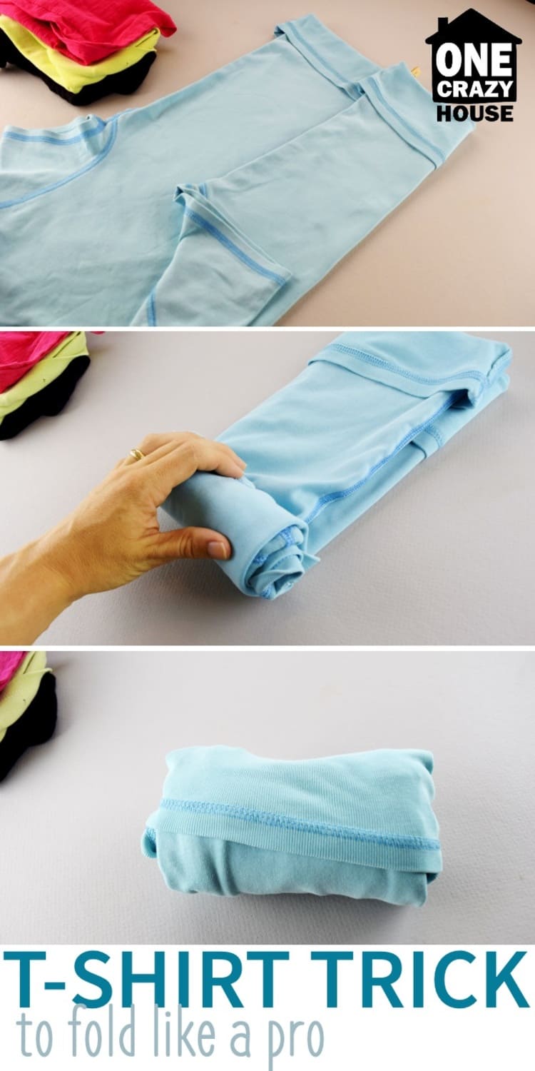 fold shirt in a roll trick