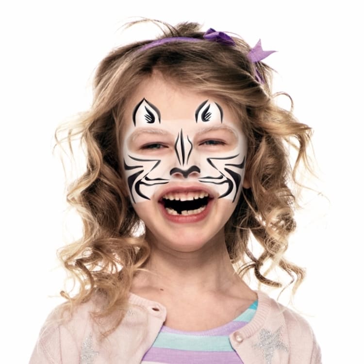 girl with zebra face paint