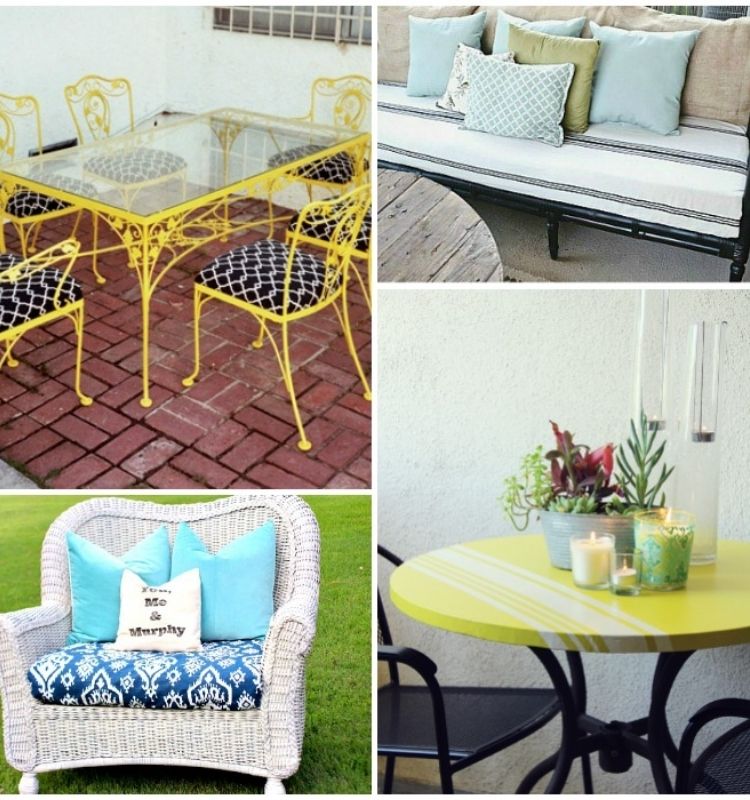 collage of patio furniture makeovers