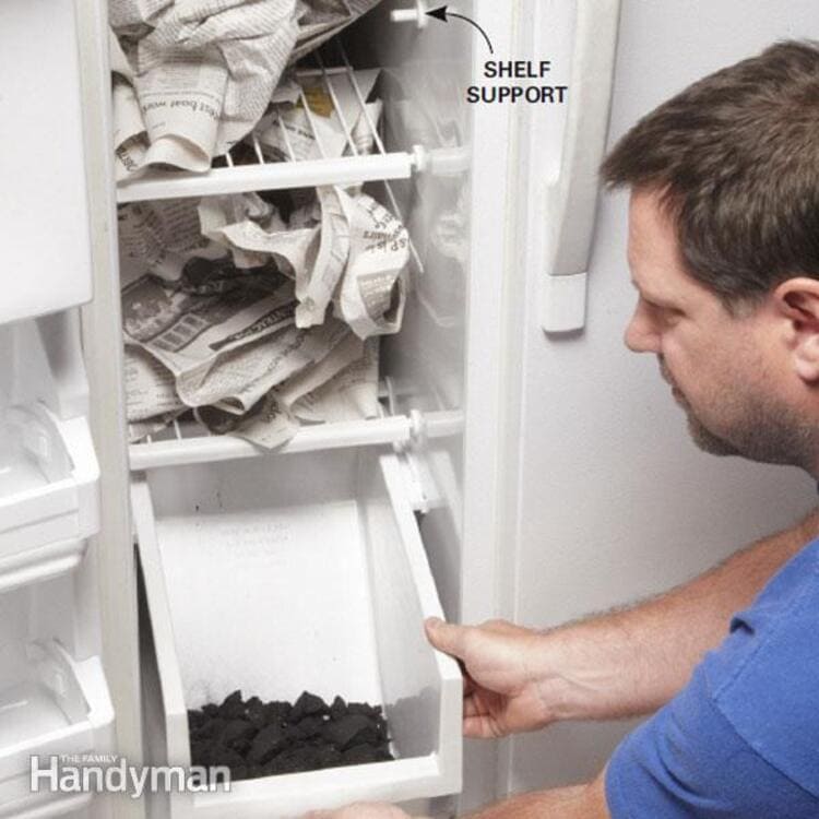 newspapers in freezer to keep the stinky smells out