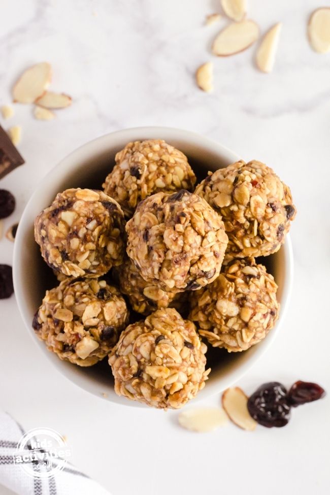 no bake energy balls in a bowl - low carb snack