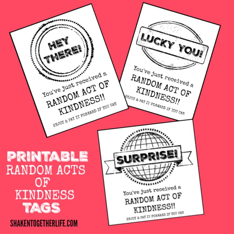 Printable random acts of kindness tags