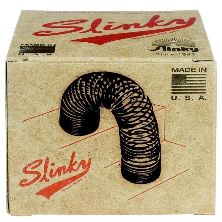 Photo of a vintage boxed slinky. 