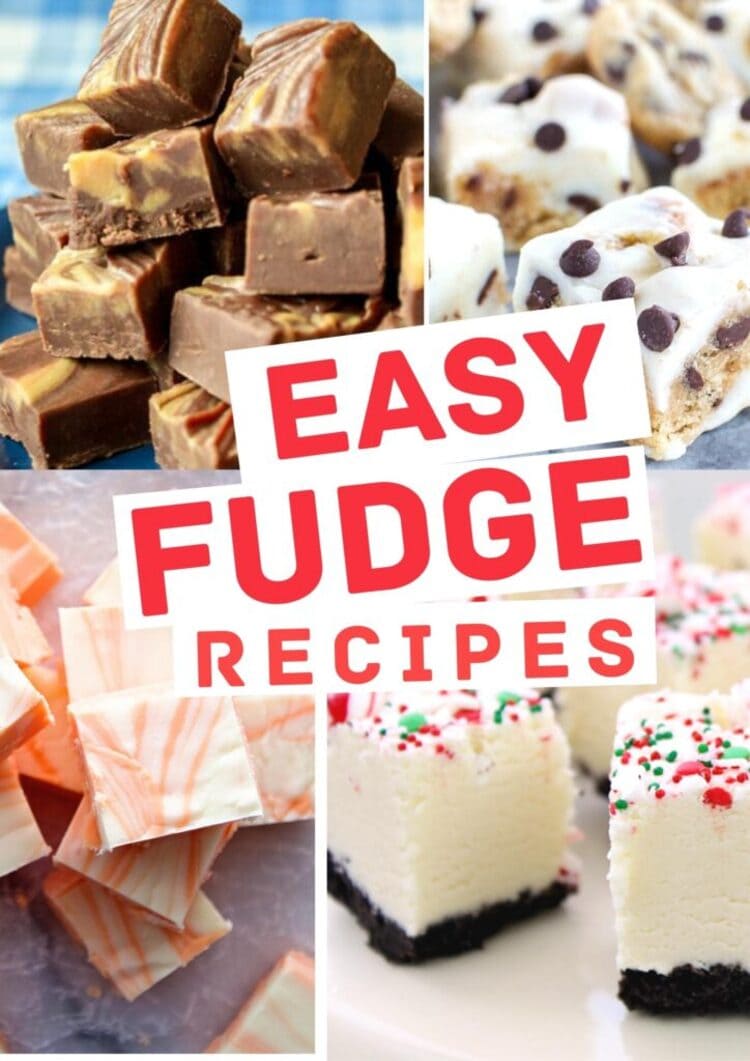 easy fudge recipes collage twix fudge, chocolate chips fudge, fruit fudge