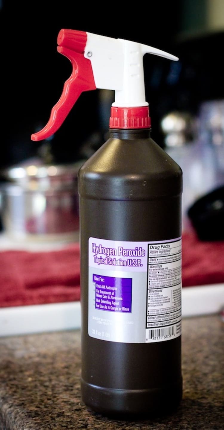 hydrogen peroxide with a sprayer