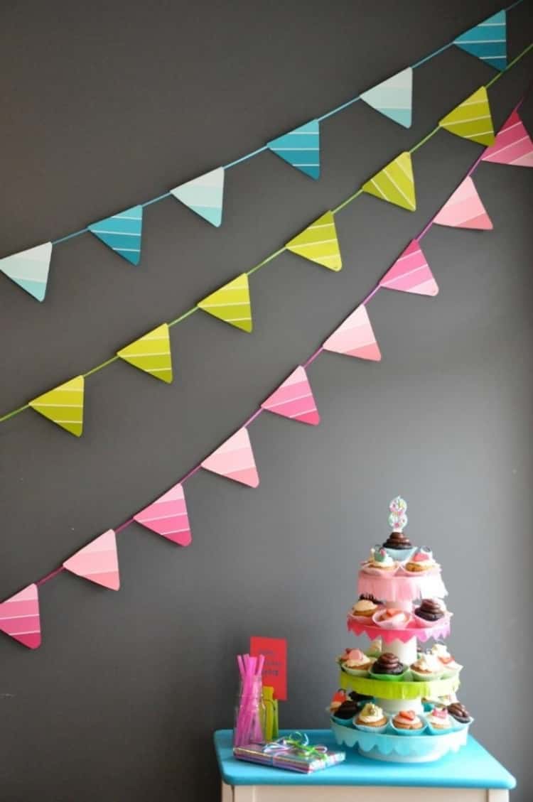 colorful banners used to decorate a summer party