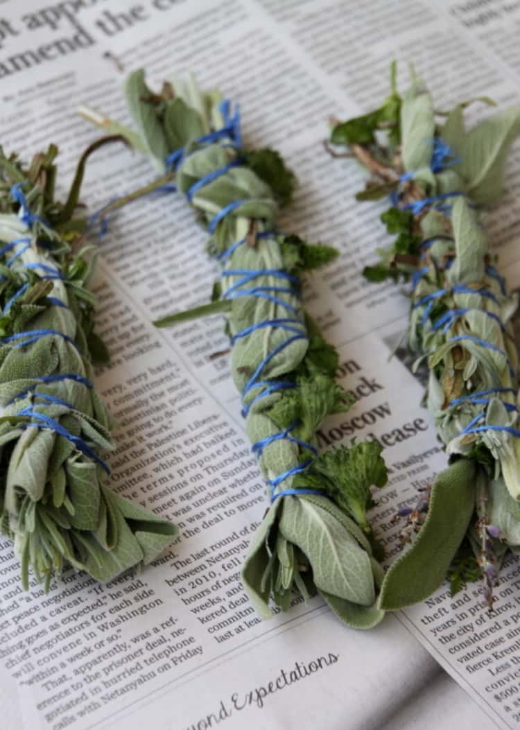 burn bundles of herbs like these as natural pest control