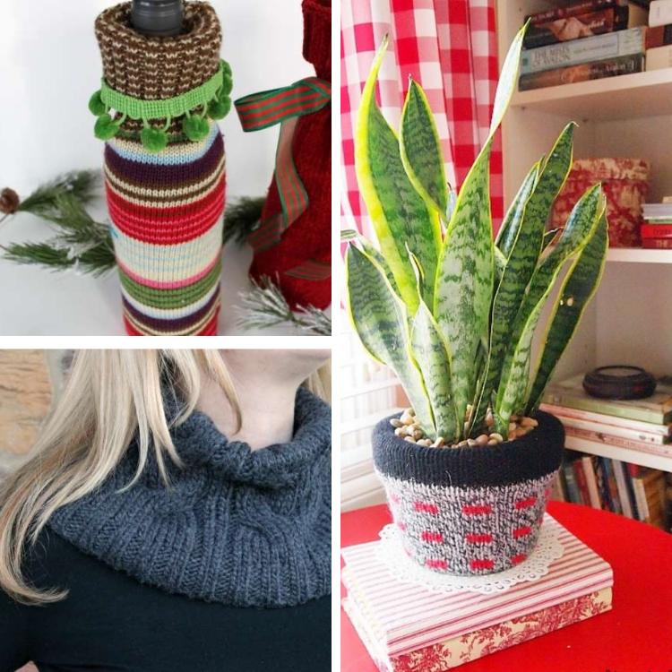 collage image for ways to reuse old sweaters