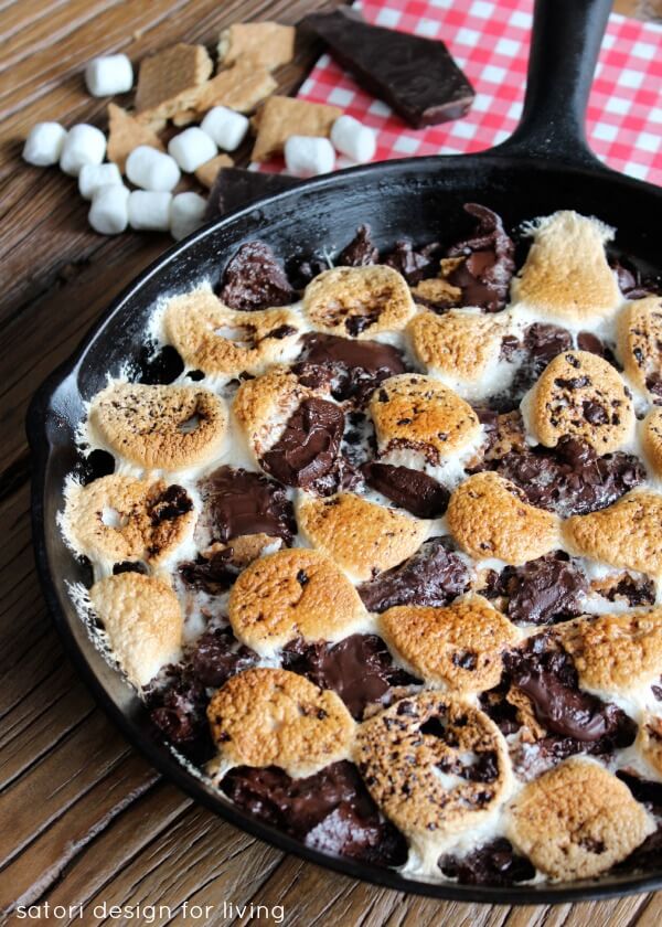 Skillet S'more Brownies - 28 Irresistible Camping Food Ideas - One Crazy House