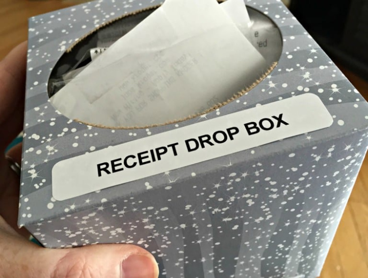 receipt drop box made out of empty tissue box