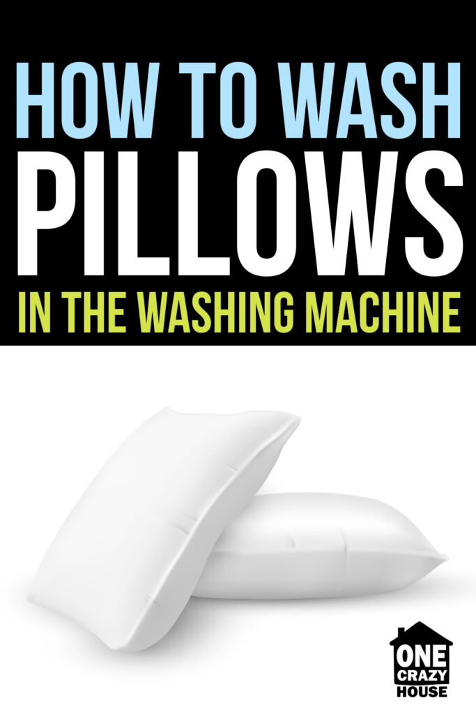 How to wash pillows in the washing machine - One Crazy House - two clean pillows stacked