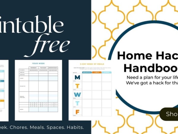 sample pages of the home hacks handbook and the cover page of the workbook.